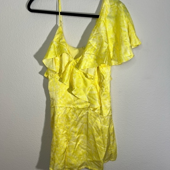 Anthropologie Corey Lynn Calter One-Shoulder Ruffle Romper romantic Sz M - Picture 10 of 12